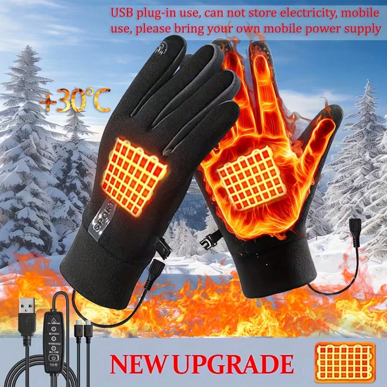Cycling Commute Essentials - Gants chauffants sans batterie | Chauffage